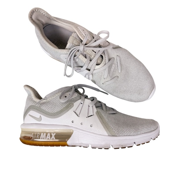 Nike Shoes - Nike Air Max Sequent 3‎ Running Sneakers White Platinum Gray Womens Size 8